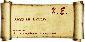 Kurgyis Ervin névjegykártya